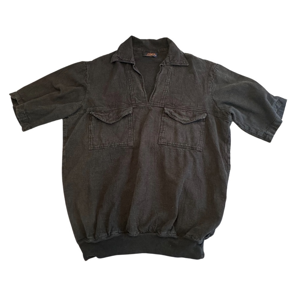 Pino Black Collared Short Sleeve Shirt